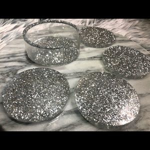 Discounted Silver Glitter Coaster Set of 4 WITHOUT Matching Holder